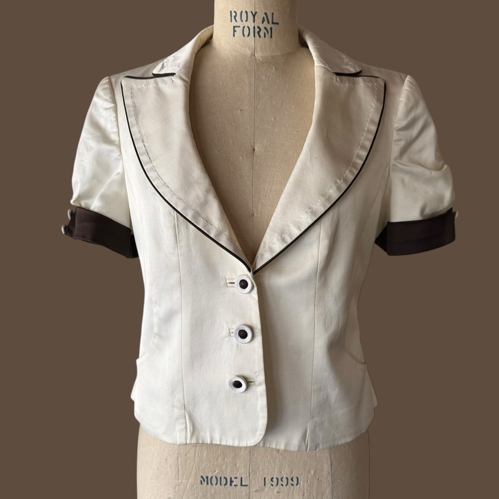 Vintage Bebe Satin Cream Button Blouse